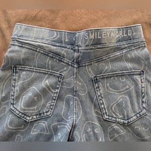 H&M Light Blue Smiley Patterned Wide Jeans